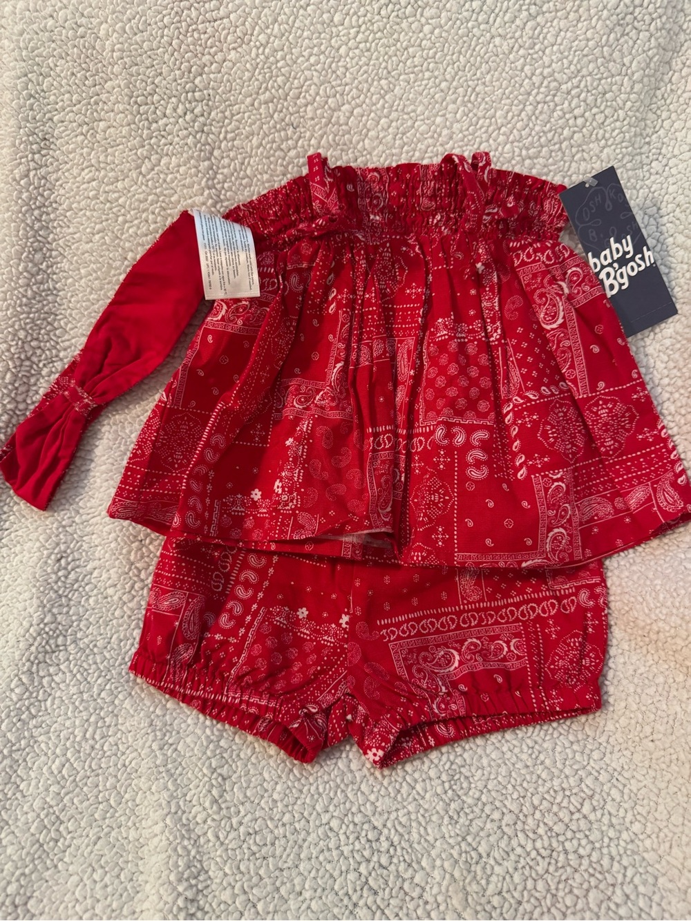OshKosh B'gosh Red Bandana-Print Baby Bib 3 Piece Set B19 NWT